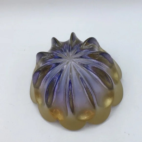 SOLD Waltherglas Germany Flower Bowl Lilac & Gold Tulip Bowl Art Glass - Picture 5 of 6